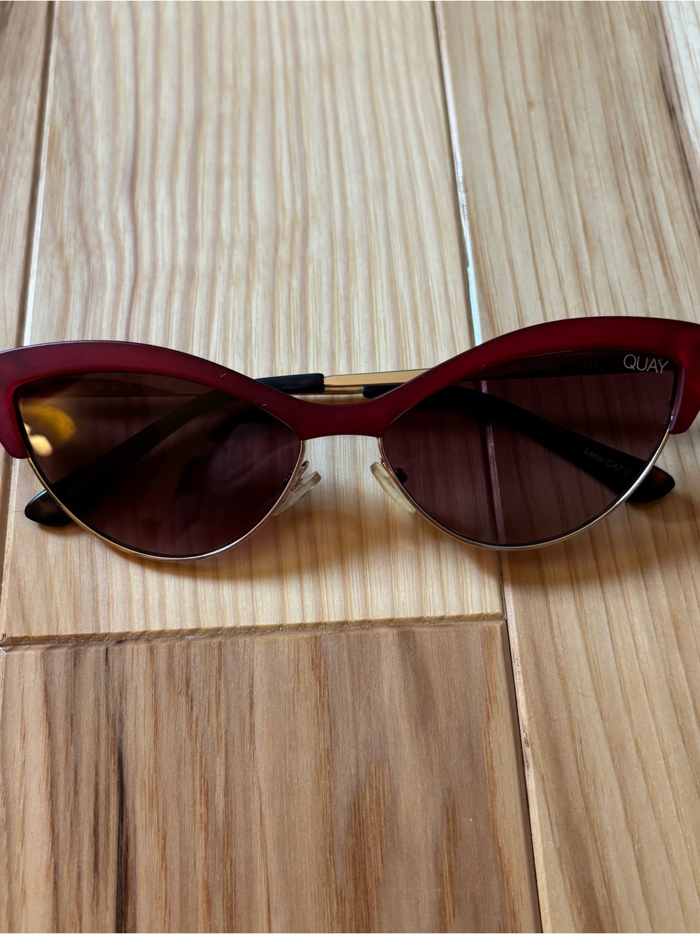 Quay All Night Cat Eye Red Brown Sunglasses